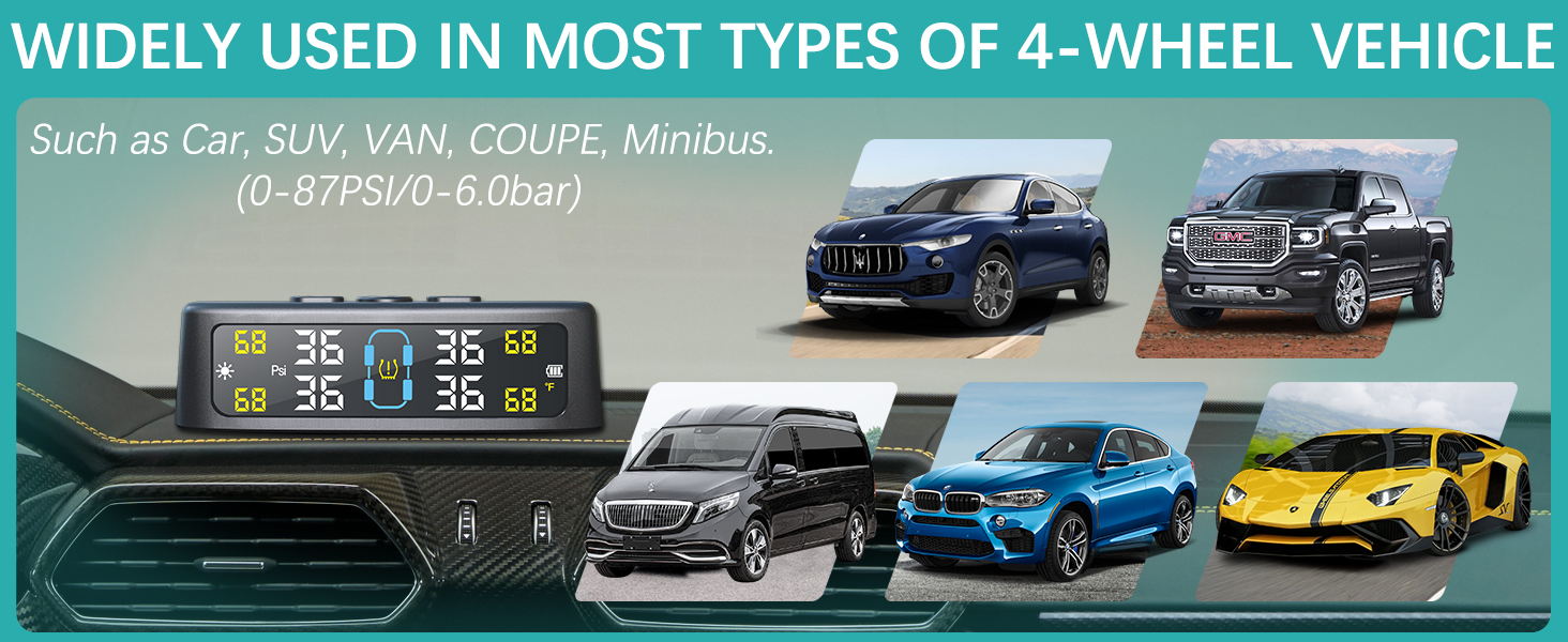 Tire Pressure Monitoring System Wireless Solar TPMS