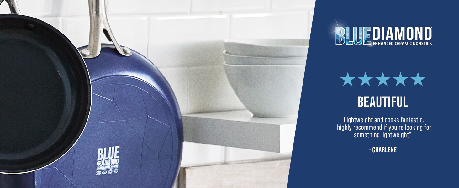BlueDiamond, Ceramic Nonstick, PFAS-Free, Non-Toxic, Cookware, Frypans, Classic