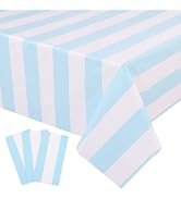Kesfey 3 Packs Light Blue and White Striped Table Cloth 54 x 108 Inches Bluey Stripe Table Cover ...