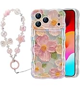 EYZUTAK Case for iPhone 17 Pro Max, Colorful Oil Painting Flower Case with Bracelet Chain Curly W...