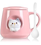 FrutPunch Ceramic Cute Coffee Mug, 12.8 oz Funny Coffee Mug with Lid and Spoon, Fun Gift for Wome...