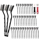 Jikvmis 40 Pcs Mini Wire Brush Stainless Steel Brush Set, Curved Handle Masonry Brush Wire Brush ...