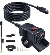 EXTRACTME Motorcycle USB Charger, Dual USB Type C PD &amp; Quick Charge 3.0 Motorcycle Phone Charger ...