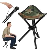 CebraBounze Outdoor Travel Folding Stool, 14.6 inches Lightweight Tripod Camping Chair and Max We...
