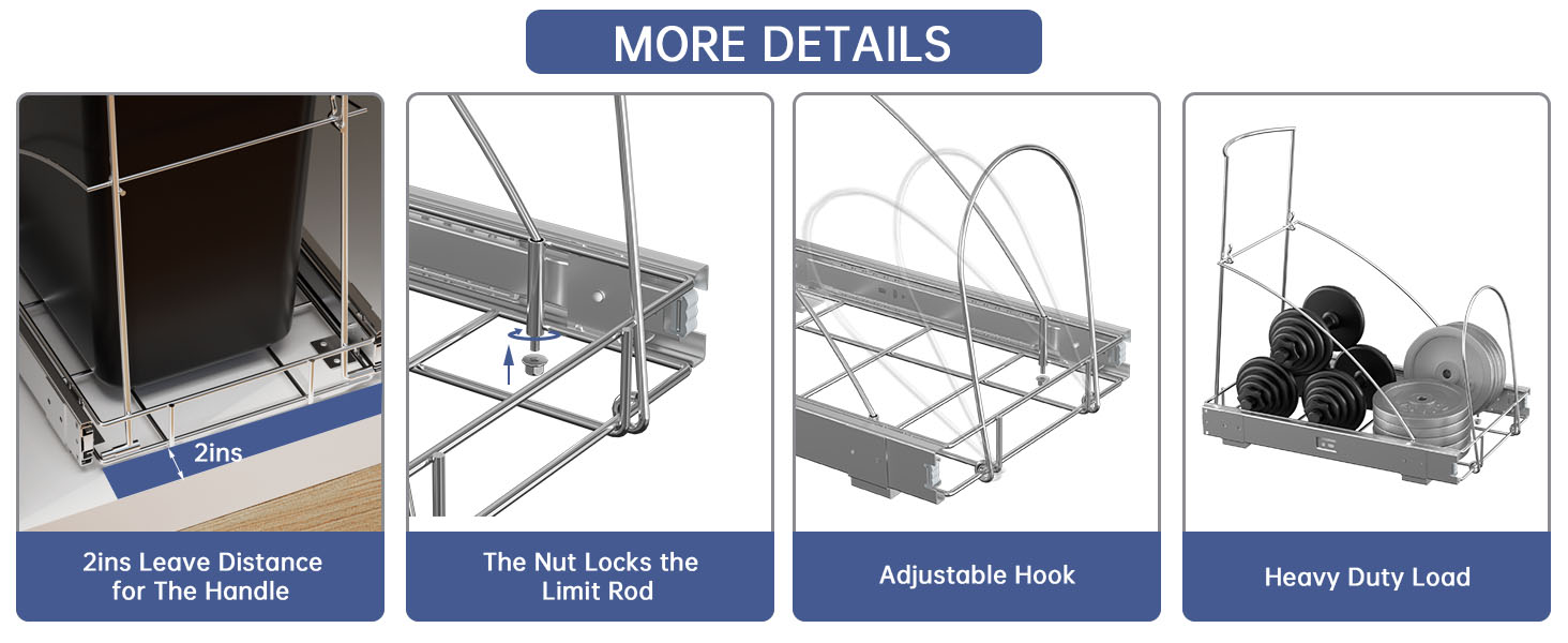 Roll-Out Sliding Adjustable Rack for Kitchen