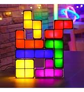 AVEKI Tangram Stackable Night Light, LED 7 Colors Induction Interlocking Desk Lamp 3D DIY Magic B...