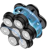 Magnetic Head Shaver Replacement Heads 7 Double Ring Waterproof Rotary Razor Blades for Bald Men ...