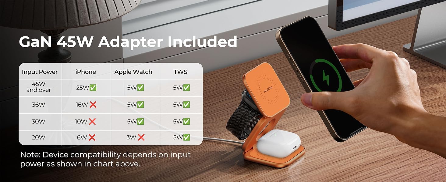 phone watch charger station for iphone and watch charging station 3 in 1 wireless charging station