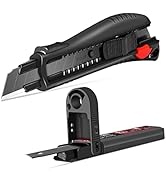 HAUTMEC 18mm Utility Knife Box Cutter with Quick Change Button and 10pcs Blade Set, Retractable S...