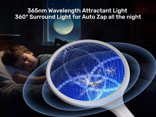 Electric Fly Swatter 4000V Bug Zapper Racket Dual Modes Mosquito Killer