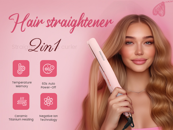 hair straightener flat iron Titanium hair straightener and Curler 2-in-1 flat iron