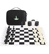 Travel Chess Set 20'' Silicone Chess Board-3.75'' King Height Plastic Piece, Extra Queens &amp; Stora...