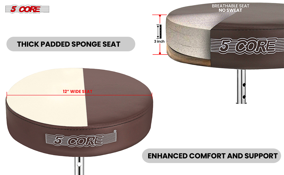 Black Drum Chair,Height Adjustable Heavy Duty Upgraded Drum Stool