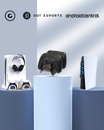 NexiGo&amp;#39;s PS5 accessories are displayed on a booth