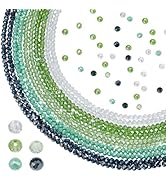 PH PandaHall 630PCS Green Faceted Glass Beads, 8mm Round Crystal Glass Beads 5 Colors Green Loose...