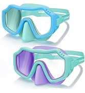 Vvinca 2 Pack Kids Swim Goggles with Nose Cover, Anti Fog Snorkel Mask for Boys Girls 3-15, Shatt...