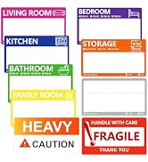400 PCS Home Moving Labels for Boxes, 3.5 x 2 Inch Large Moving Packing Color Coded Stickers Supp...