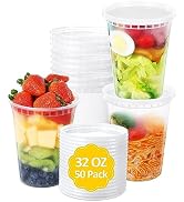 SHOPDAY Deli-Containers-with-Lids-32 Oz [50 Sets] - Plastic-Food-Storage-Containers-with-Airtight...