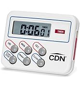 CDN Digital Timer and Clock Memory Feature, 6.8 x 4.5 x 0.9 inches, Cream