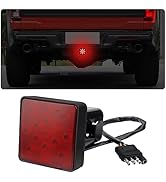 carleef 15 LED Trailer Hitch Brake Light,12V Red Lights Smoked Tail Lights Fits 2