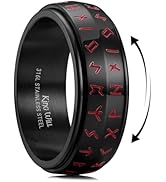King Will Mens 8mm 316L Stainless Steel Fidget Chain Spinner Rings Viking Runes