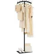 ENUMAIL Arcuate Garment Rack, T-shaped Coat Tree Freestanding, Metal Clothes Racks, Natural Stabl...