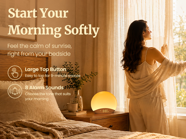Sunrise alarm clock for morning