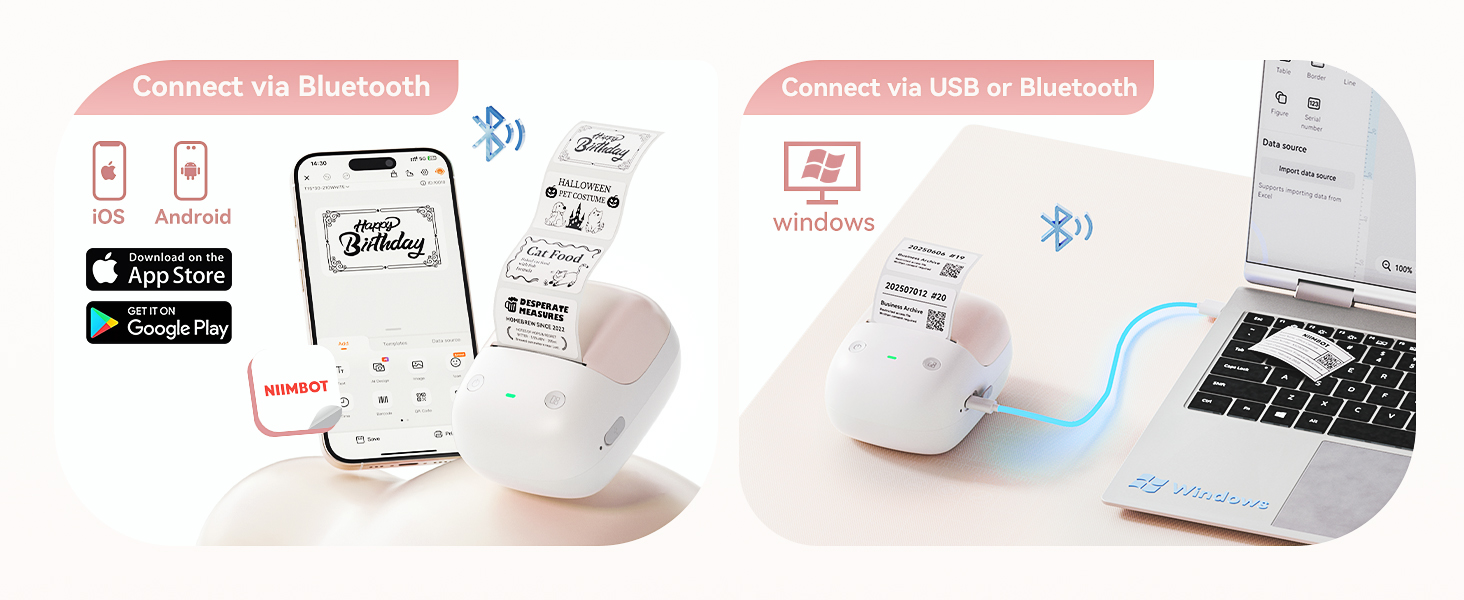 NIIMBOT B2 Label Maker Machine with Tape, Portable Bluetooth Label Printer with Multiple Templates