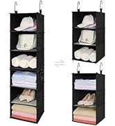 TOPIA HOME 6-Shelf Hanging Closet Organizer, Two Separable 3-Tier Heavy Duty Closet Organizer, Ha...