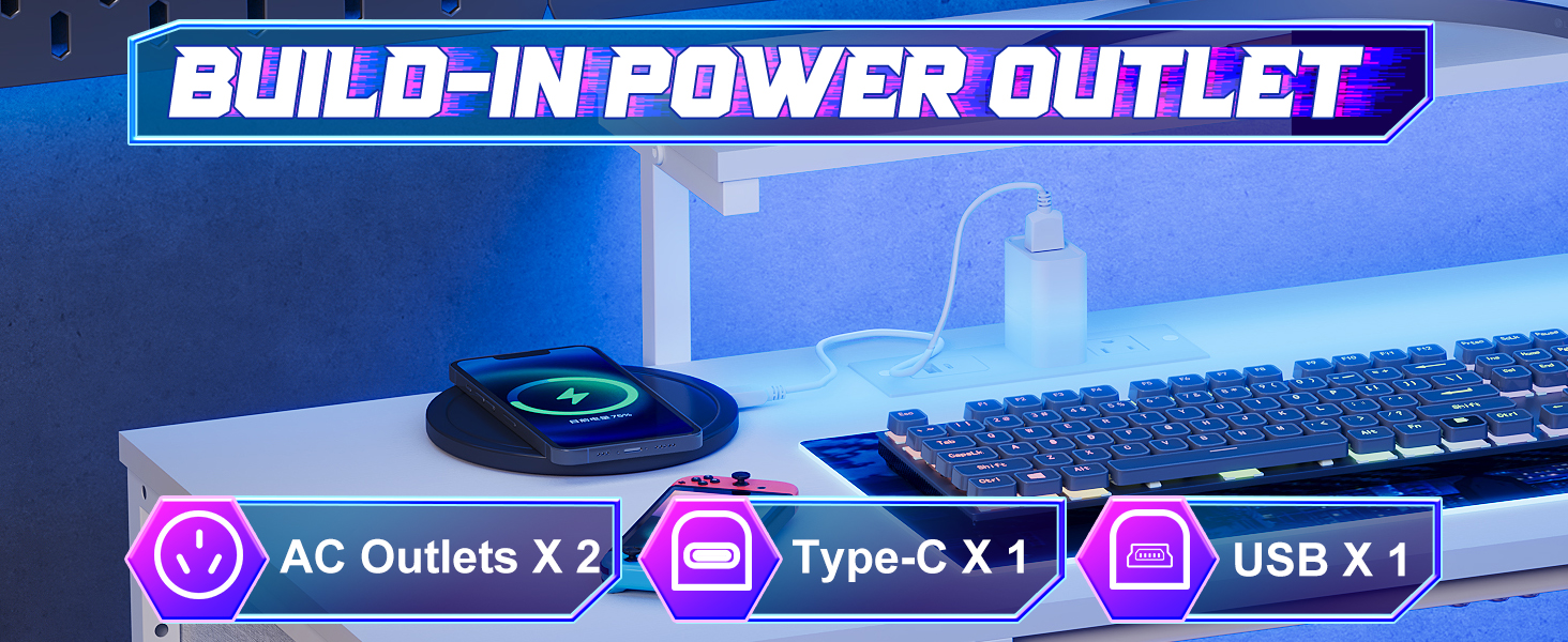 gaming desk with outlets