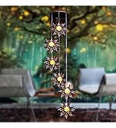 Tryme Solar Wind Chimes for Outside Warm LED Sun Windchimes Hanging Solar Garden Lights Unique Ou...