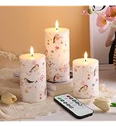 Girimax Flameless Pillar Candles with Remote, LED Wax Candles Battery Powered Winter Home Table D...
