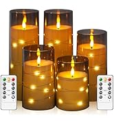 kakoya Flickering Flameless Candles with Remote,5 Pc LED Pillar Candles Battery Operated Candles ...