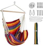 Chulim Hammock Chair Hanging Swing - Cotton Weave Canvas with Hardware Kits, Max 330Lbs, XL Hangi...
