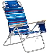SUNNYFEEL High Back Folding Beach Chair, Tall Beach Chair with 3 Reclining Position, Portable Cam...