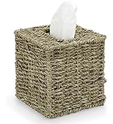 Sumnacon Square Seagrass Tissue Box Cover - Vintage Cube Woven Tissue Box Holder, Decorative Tiss...