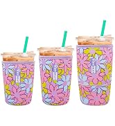 HEYSKAY Insulated Coffee Cup Sleeves Reusable Neoprene Iced Coffee Sleeve for Hot Cold Drinks Bev...