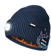 Wmcaps Fleece Lined Bluetooth LED Beanie, Winter Warm Hat with Light and Speaker Mic Cordless Hea...