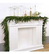 1 Pcs Artificial Norfolk Pine Garlands Christmas, 15 FT Dense Real Touch Winter Pine Garland Orna...