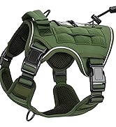 Heavy-Duty Tactical Dog Harness for Large Dogs, No Pull Adjustable Reflective Pet Vest with Molle...