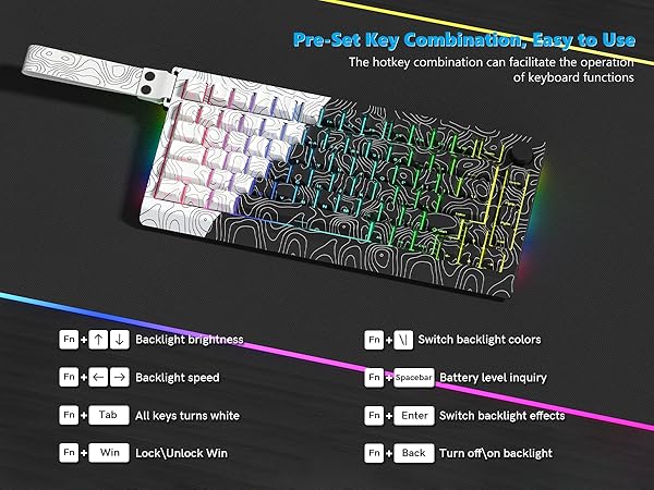QMK/VIA 75% Keyboard Wireless,Topographic Gaming Mechanical Keyboard 65%