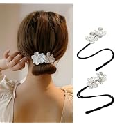 WsjiaboFux 2Pcs Hair Bun Shining Flowers Deft Bun Ball Hair Clip,Deft for Twister,Tie Dye for Lon...