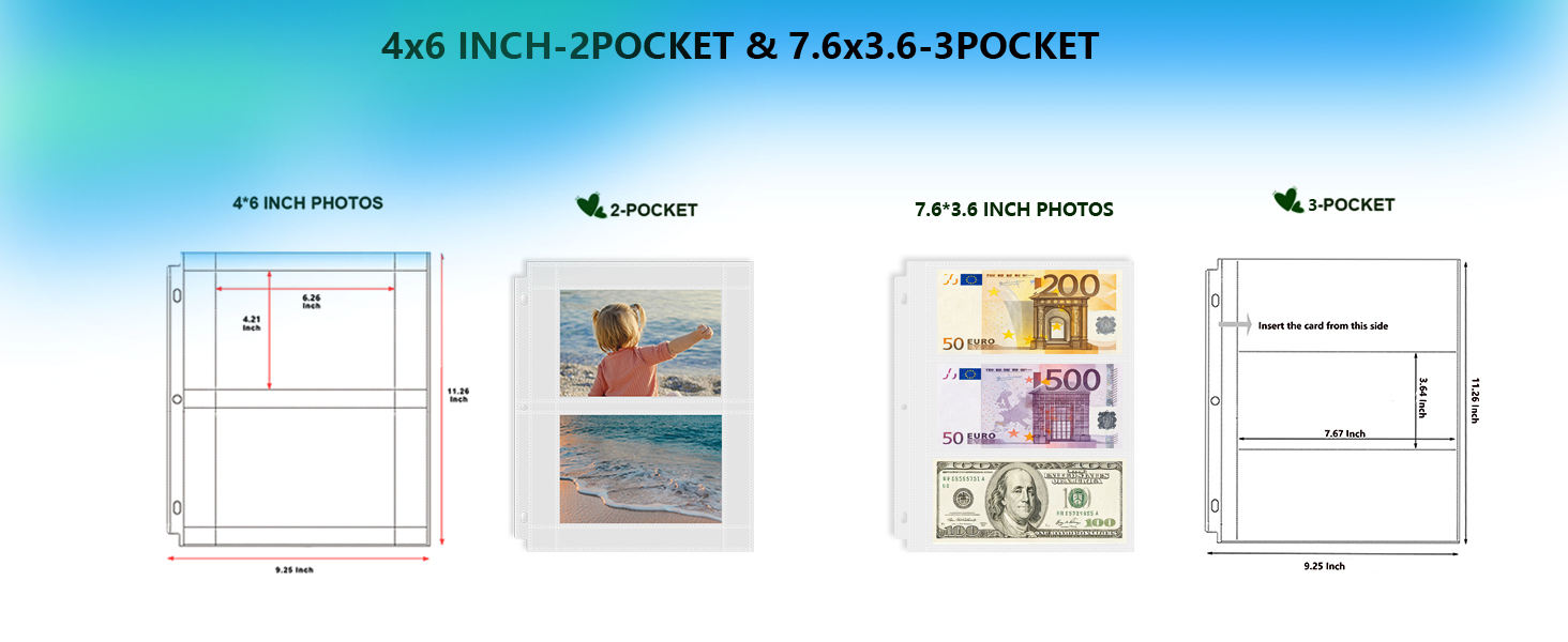 4 x 6 Photo Sleeves for 3 Ring Binder