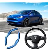Flewfun Carbon Fiber Steering Wheel Cover Compatible with Tesla Model 3 2017-2023 / Model Y 2020-...