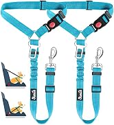 Lukovee Dog Car Seat Belt, 2 Pack Headrest Restraint Seatbelt, Adjustable Pet Safety Leads with R...