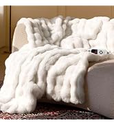 Electric Heated Blanket for Girls &amp; Women, Soft &amp; Luxurious, Faux Rabbit Fur Heating Throw Blanke...