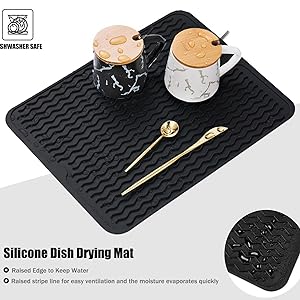 Heat Resistant Dish Mat Non-Slip Easy Clean Drying Mats for Kitchen Counter Sink