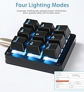 Koolertron Mechanical Numpad Macro Keyboard, 9-Key Numeric Keypad LED Backlit Gaming Keyboard, Fu...