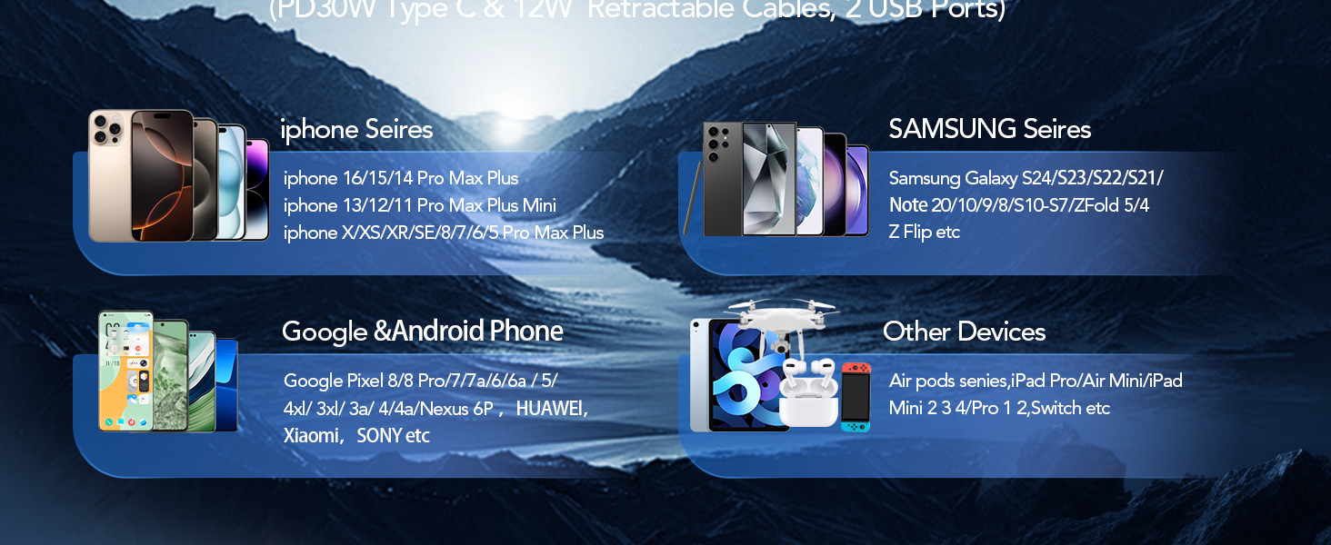 4 in 1 retractable car charger