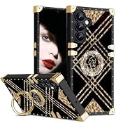 Ephoou for Samsung Galaxy S25 FE Case with Diamond Kickstand, Women Girls Luxury Flowers Pattern ...